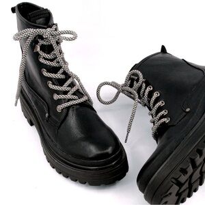 Black Lace-Up Women's Boots